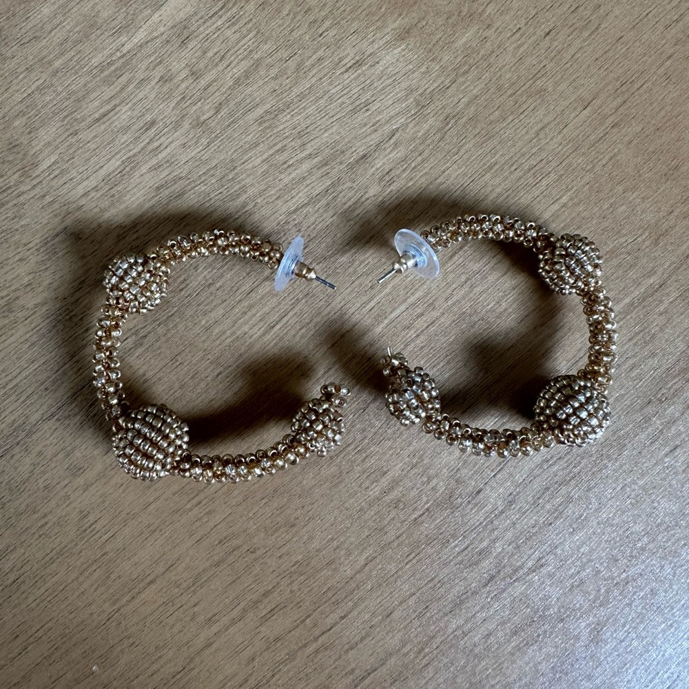 Elegant Gold Beaded Hoop Earrings